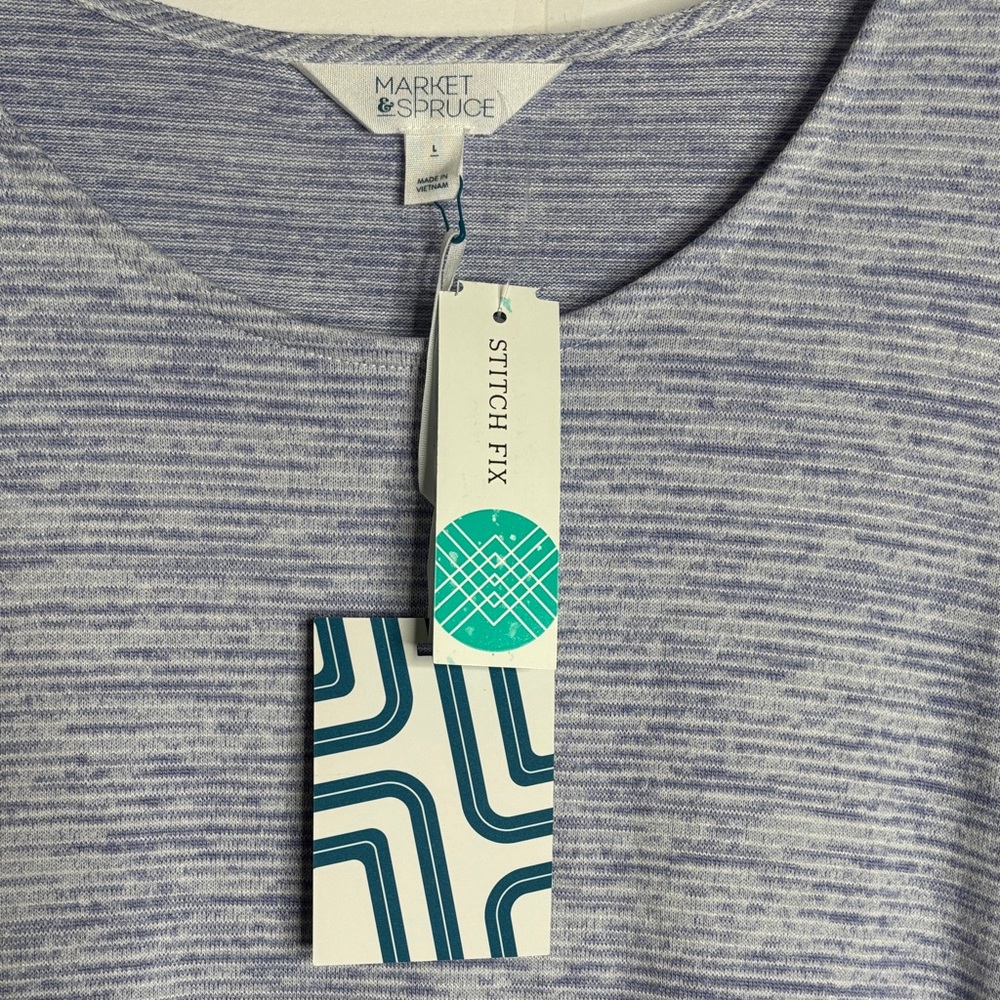 Market & Spruce Women's Heathered Blue Long Sleeve Top - Picture 2 of 5